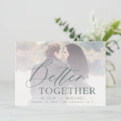 Beter samen de foto van de manuscriptbruiloft spar save the date (Staand voorkant)