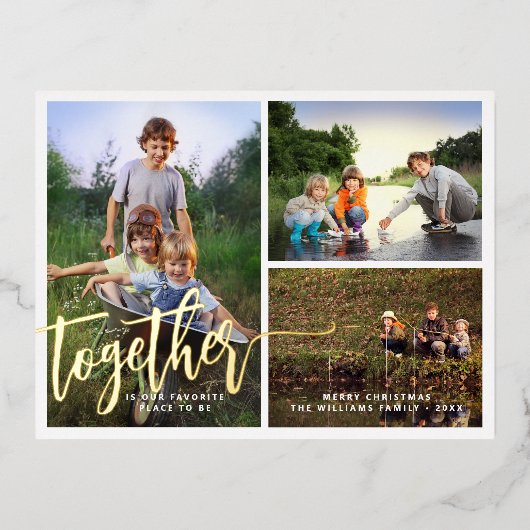 Beter samen drie foto's folie feestdagen briefkaart (Voorkant)