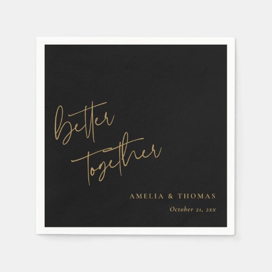 Beter samen Elegant Goud Hand-Lettered Bruiloft Servet (Voorkant)