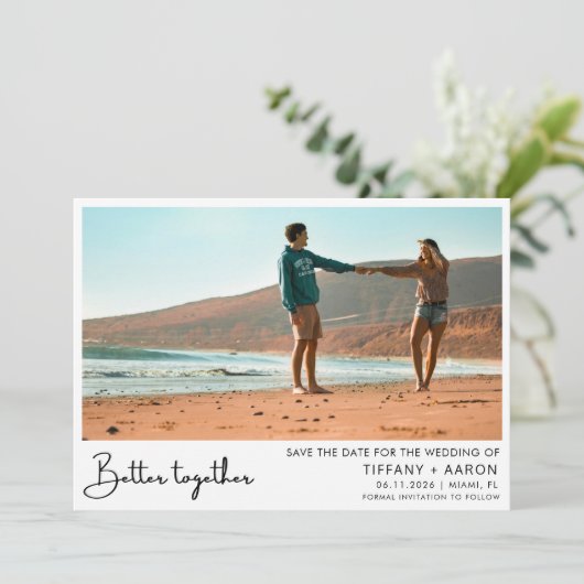 Beter samen foto bruiloft save the date (Staand voorkant)