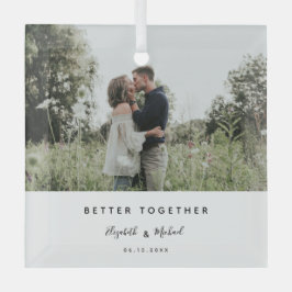 Beter samen Foto modern Elegant Eenvoudig script Glas Ornament
