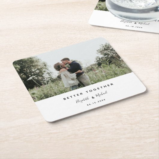 Beter samen Foto modern Elegant Eenvoudig script Kartonnen Onderzetters (Schuin)
