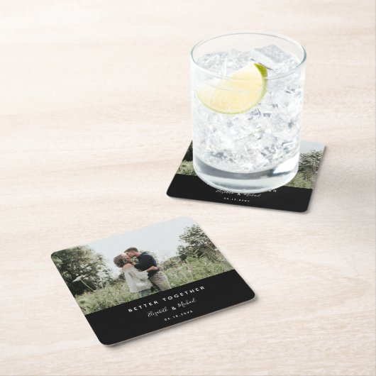 Beter samen Foto modern Elegant Eenvoudig script Kartonnen Onderzetters (Insitu)