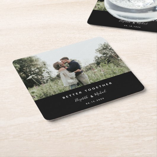 Beter samen Foto modern Elegant Eenvoudig script Kartonnen Onderzetters (Schuin)