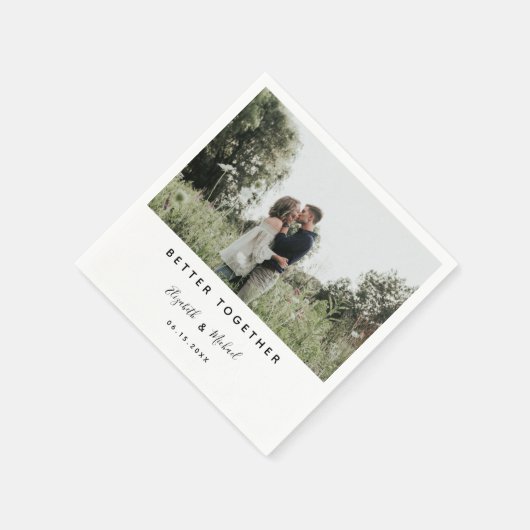 Beter samen Foto modern Elegant Eenvoudig script Servet (Hoek)