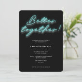 Beter samen Foto Neon Turquoise Verloving Kaart (Staand voorkant)