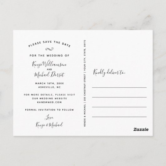 Beter Samen Foto Opslaan De Datum Trouwen Modern Briefkaart (Achterkant)