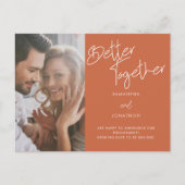 Beter samen Foto Terracotta Verloving Aankondigingskaart (Voorkant)