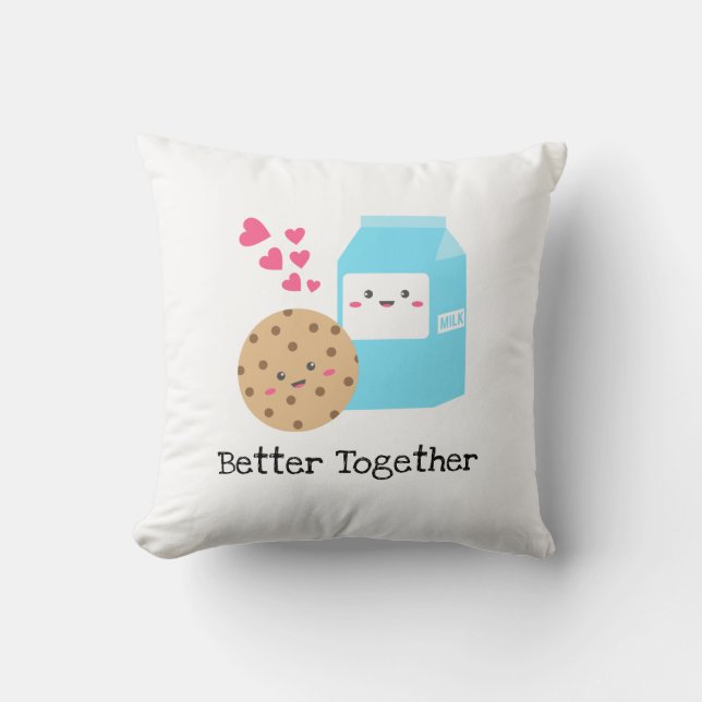 Beter samen Kawaii Milk en Cookies Cute Love Kussen (Voorkant)