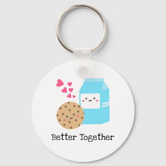 Beter samen Kawaii Milk en Cookies Cute Love Sleutelhanger (Voorkant)