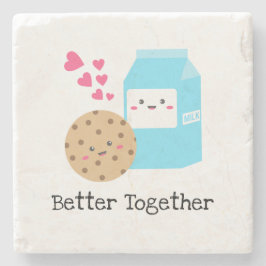 Beter samen Kawaii Milk en Cookies Cute Love Stenen Onderzetter