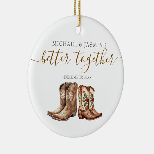 Beter Samen Kerst Pas getrouwd Trouwcadeau Keramisch Ornament (Rechts)