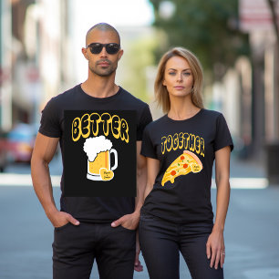 Beter Samen Matching Paar Naam Bier Pizza T-shirt
