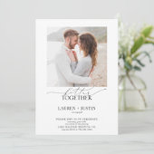 Beter samen Modern 4 foto QR code Verloving Kaart (Staand voorkant)