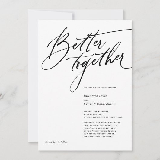 Beter samen Moderne kalligrafie zwart-wit Kaart (Voorkant)