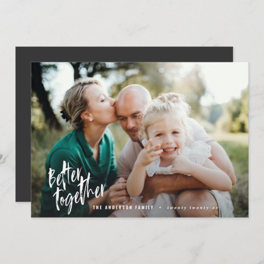 Beter samen moderne minimale scriptfoto feestdagenkaart (Voorkant / Achterkant)