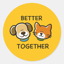 Beter samen – Mooie Hond & Kat  Ronde Sticker