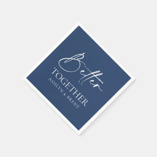 Beter samen Navy bruiloft cocktail servetten (Hoek)