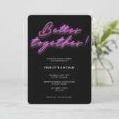 Beter samen Neon Pink Verloving Invitation Kaart (Staand voorkant)