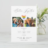 Beter Samen Proud Regenboog LGBT Hart 2 Foto's Save The Date (Staand voorkant)