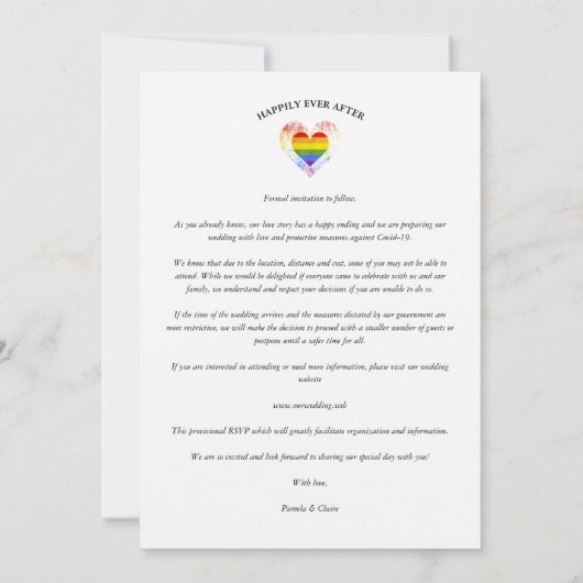 Beter Samen Proud Regenboog LGBT Hart 2 Foto's Save The Date (Achterkant)