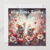 Beter samen Red Hearts Schattige Mice Valentijn Feestdagenkaart (Voorkant)