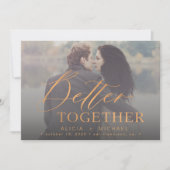 Beter samen roest sinaasappel script trouwfoto save the date (Voorkant)