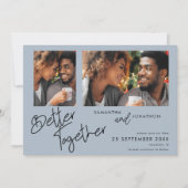Beter samen twee blauwe foto's opslaan op datum save the date (Voorkant)