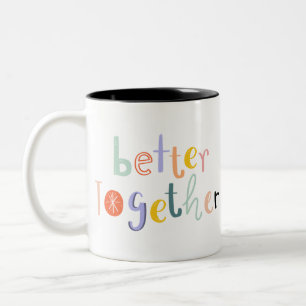 Beter samen typografie doedle tekst Citaat Tweekleurige Koffiemok