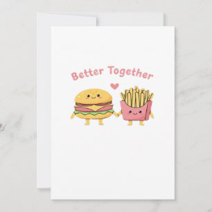 Beter Samen Valentijn Schattige Kawaii Burger Frit Feestdagenkaart