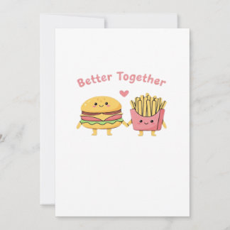 Beter Samen Valentijn Schattige Kawaii Burger Frit Feestdagenkaart