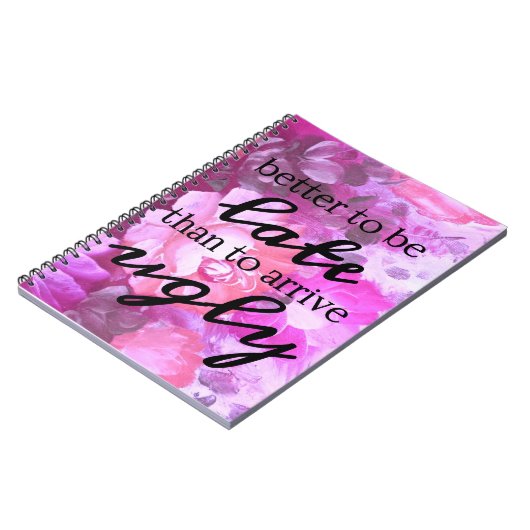 Beter te laat dan lelijk te komen notitieboek (Linkerzijde)