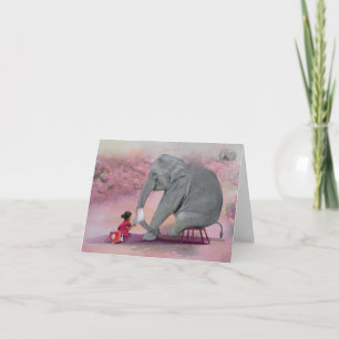 Beter Wens Kaart - Meisje dat een Olifant Eerste H
