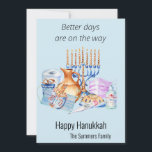 Betere dagen zijn op weg naar Hanukkah 2021 Feestdagenkaart<br><div class="desc">Dit ontwerp werd gecreeerd door digitale kunst. Het kan op het gebied worden gepersonaliseerd dat door de foto en/of de tekst te veranderen wordt verstrekt. Of het kan worden aangepast door de klik te kiezen om de andere optie aan te passen en de kleur op de achtergrond te verwijderen of...</div>