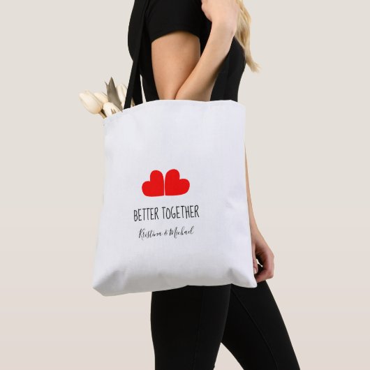 Betere rode harten bij je naam tote bag (Dichtbij)