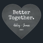 Betere samen Manuscript Names Wedding Chalkboard Hart Sticker<br><div class="desc">monogram hartsticker of envelopverzegeling met de tekst 'Beter samen'. Uw namen en trouwdatum in elegante handgeschreven scriptkalligrafie en stijlvolle typografie op een achtergrond van het krijtbord. Ideaal voor kerstcadeautjes en Valentijnen, baby shower, vrijgezellenfeest, huwelijksgunsten, kleine zakelijke mailings en feestartikelen, voeg wat liefde toe aan al je post! Exclusief voor u...</div>