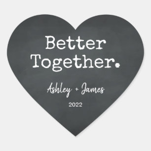 Betere samen Manuscript Names Wedding Chalkboard Hart Sticker