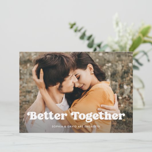 Betere samenwerking | Boho Multi Photo Verloving Aankondiging (Staand voorkant)