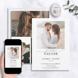 Betere samenwerking Modern 4 Foto Engagement Party Kaart
