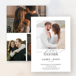 Betere samenwerking Modern 4 Foto Engagement Party Kaart