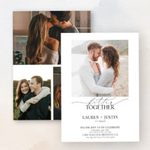 Betere samenwerking Modern 4 Foto Engagement Party Kaart