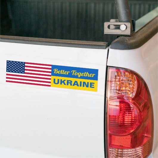 Betere samenwerking Oekraïne: Amerikaanse vlaggens Bumpersticker (Op Truck)