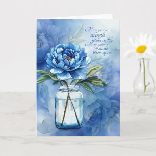Beterschap Blauwe Pioen Bloemen Hartelijke Gevoele Kaart