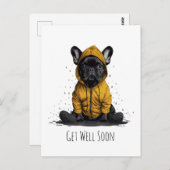 Beterschap Franse Bulldog met Regenjas Briefkaart (Voorkant / Achterkant)