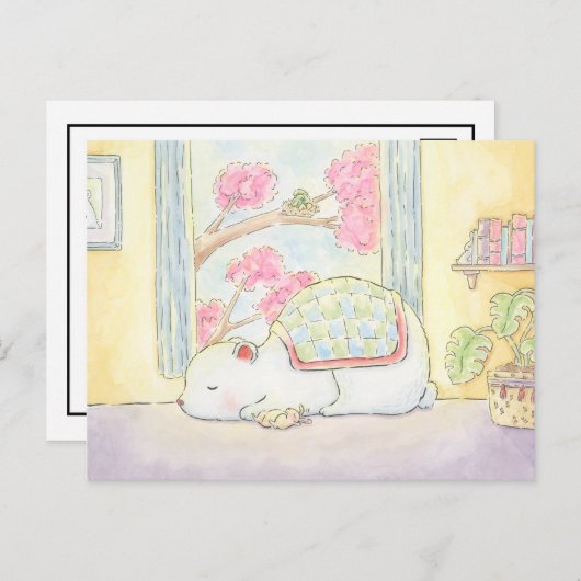 beterschap ijsbeer konijn aquarel briefkaart (Voorkant / Achterkant)