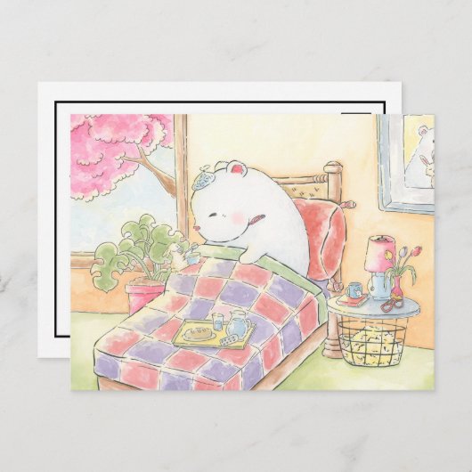 beterschap ijsbeer konijn waterverf briefkaart (Voorkant / Achterkant)