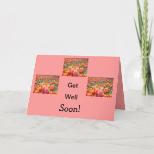 Beterschap! Kaarten Roze Tulp Bloemen Gezondheid