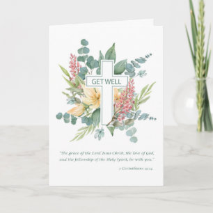 Beterschap Religieus Kruis Waterverf Wilde Bloemen Kaart