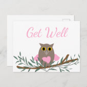 Beterschap Roze Uil Briefkaart (Voorkant / Achterkant)