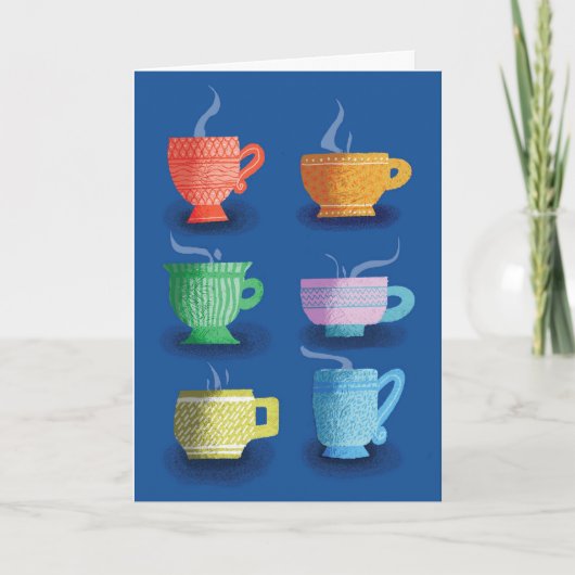 Beterschap van Groep Zes Bekers Dampende Vloeistof Kaart (Voorkant)